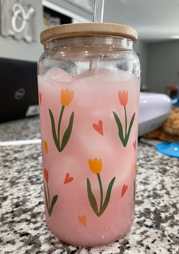 Floral Glass Can Cup